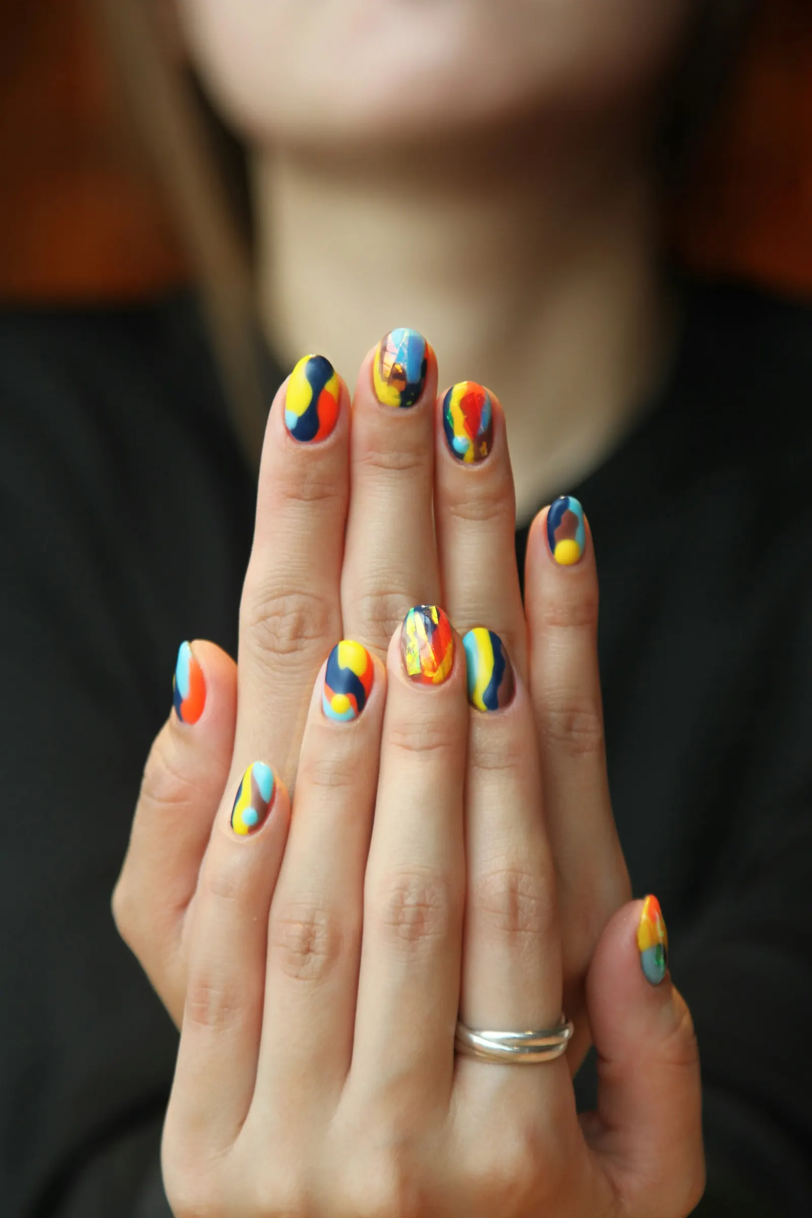 Bright multicolor nail art